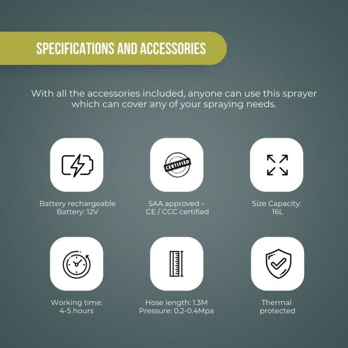 16 Litre Electric Backpack Sprayer – Model HD16C - 2 - Oldboy&