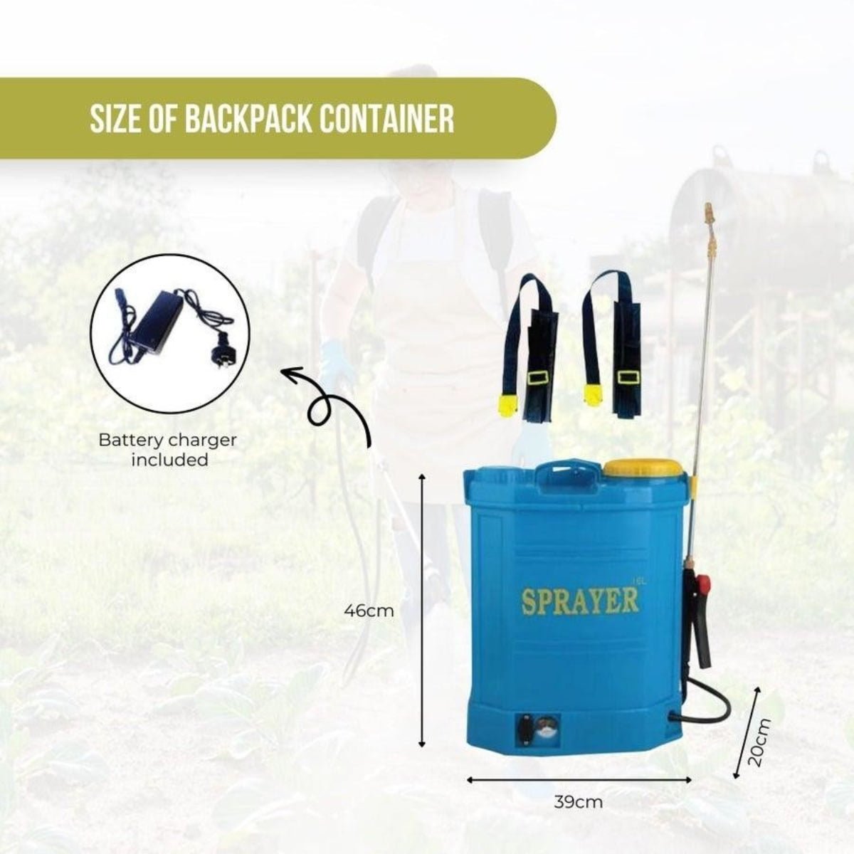16 Litre Electric Backpack Sprayer – Model HD16C - 2 - Oldboy&