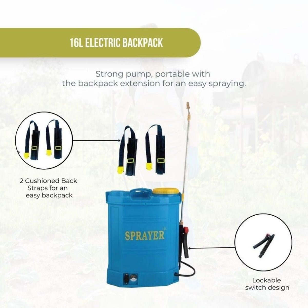 16 Litre Electric Backpack Sprayer – Model HD16C - 2 - Oldboy&