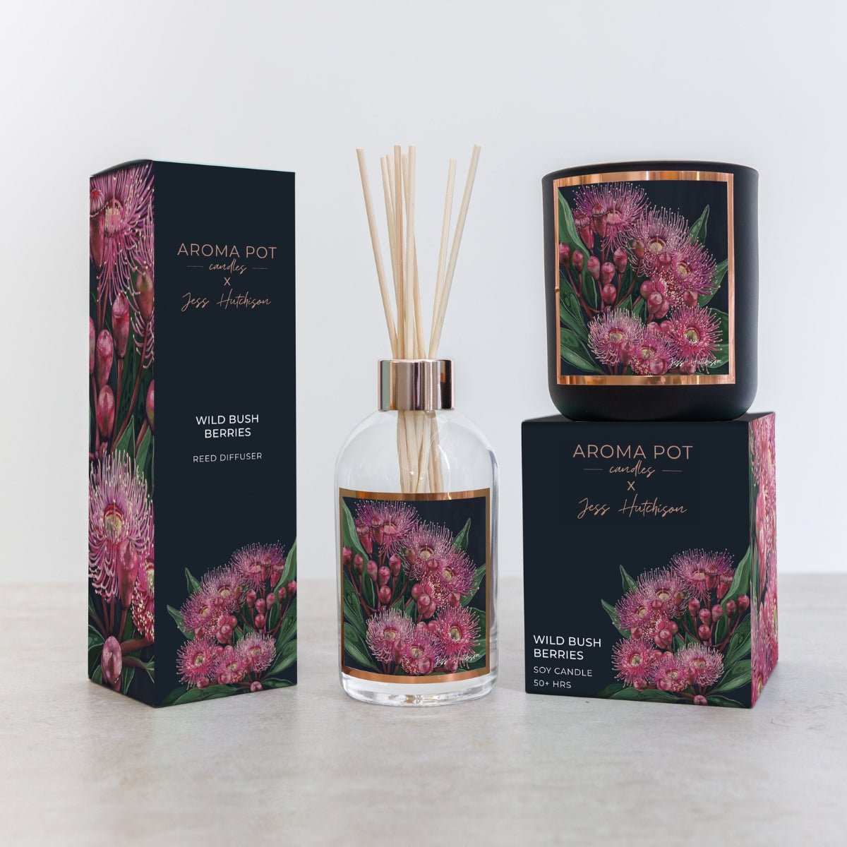 50+Hrs Soy Candle & 200ml Reed Diffuser - Wild Bush Berries - Oldboy&