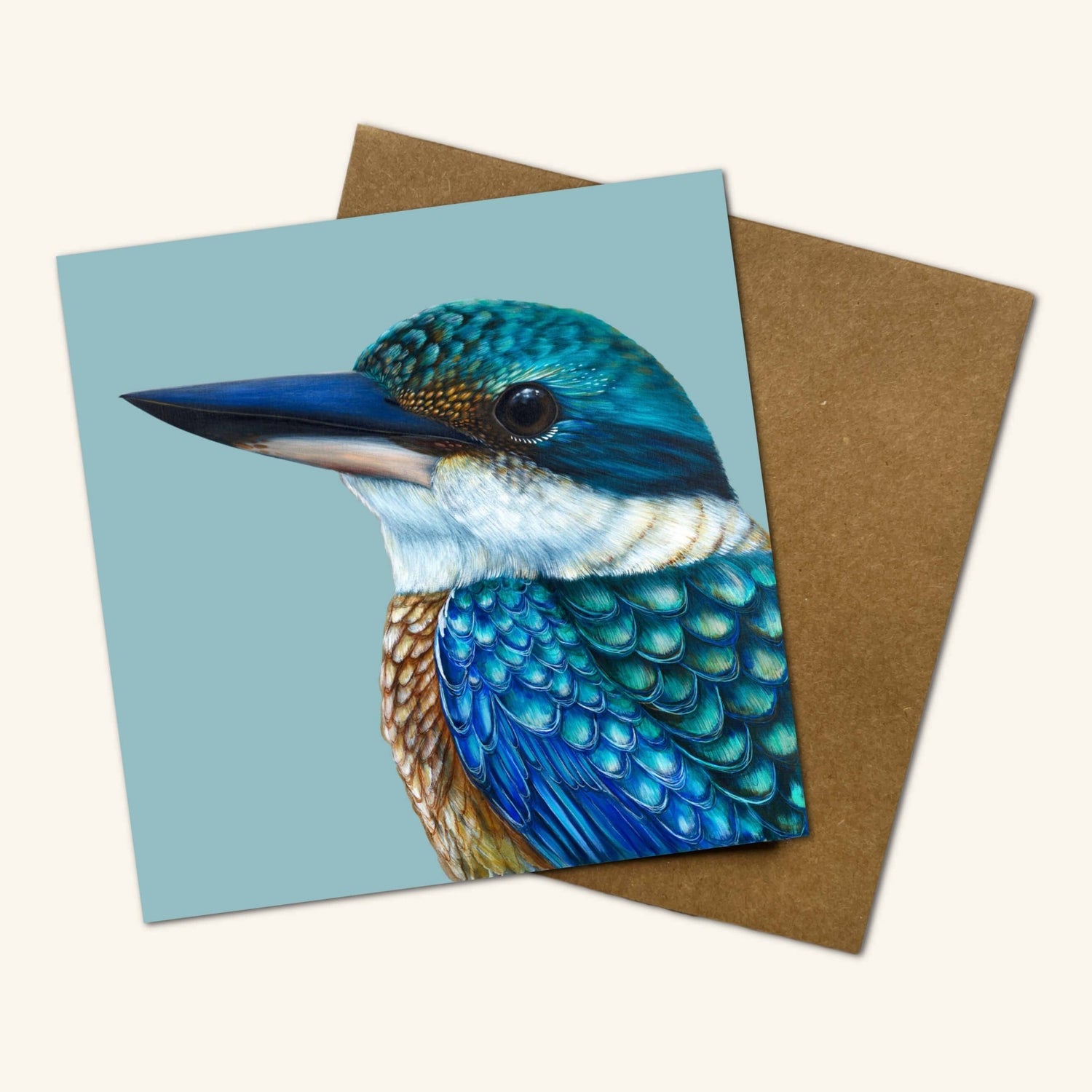 Australian Birds - Reef the Sacred Kingfisher Greeting Card - Oldboy&