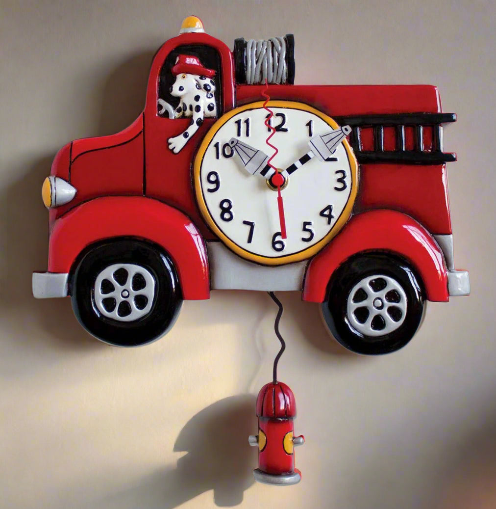 "Big Red" Clock | Unique Hand - Painted Clock With Hydrant Pendulum - Oldboy&