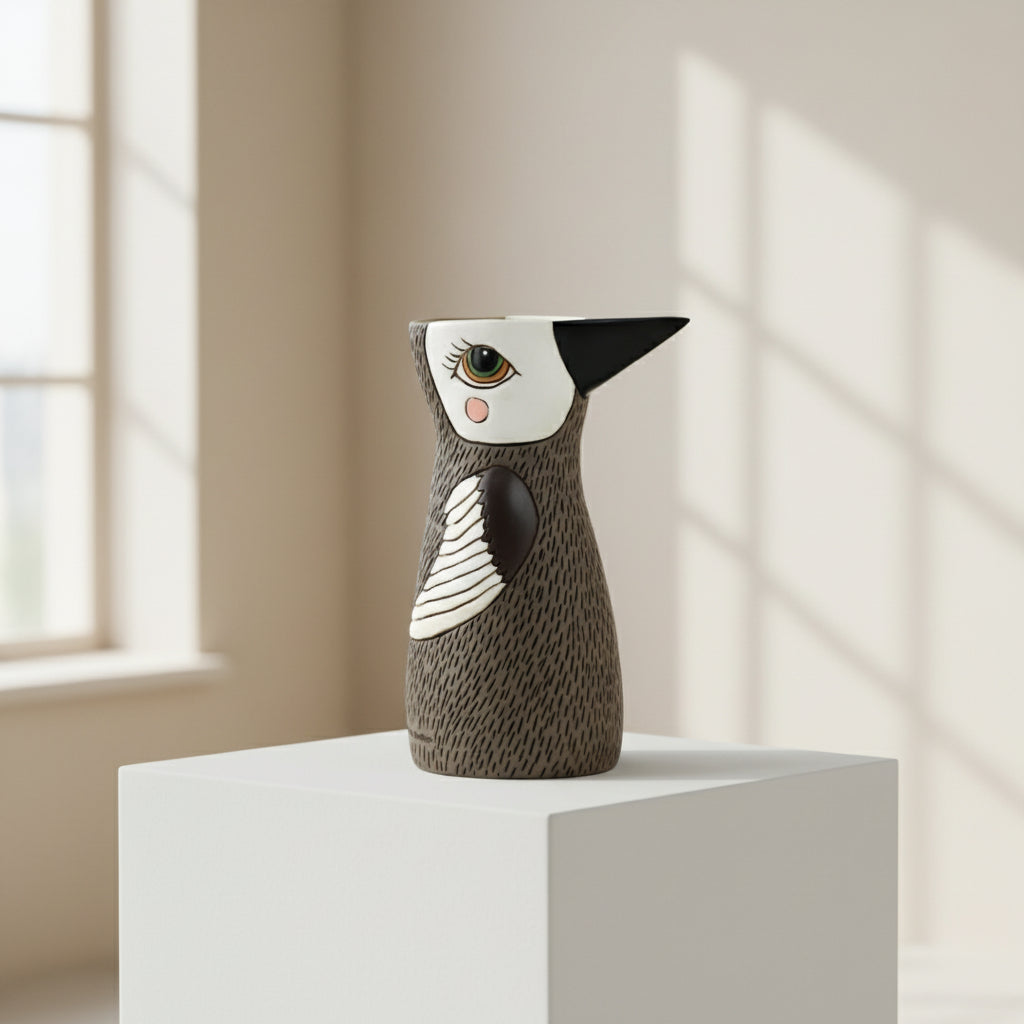 Bird Brown Vase & Watering Can - Hand - Painted, Multifunctional Decor - Oldboy&