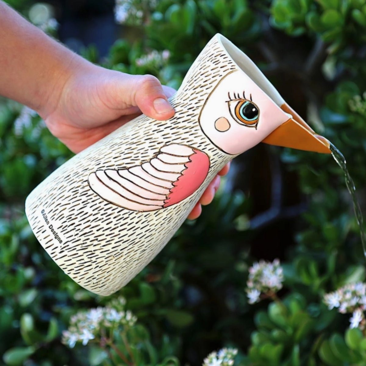 Bird White Vase & Watering Can - Hand - Painted, Multifunctional Decor - Oldboy&