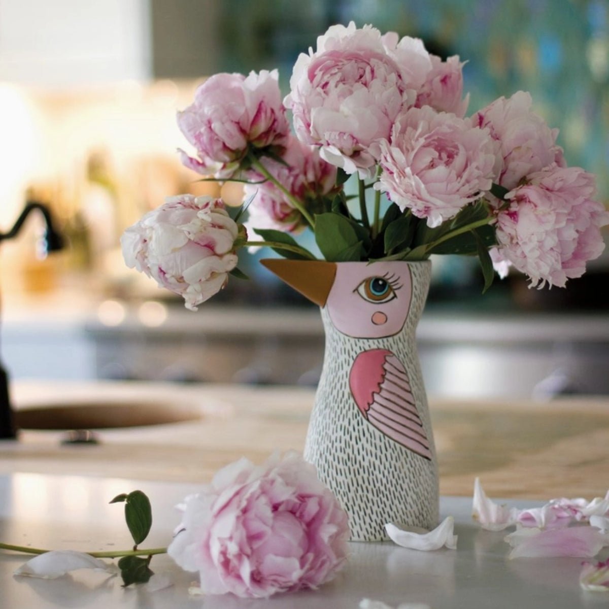 Bird White Vase & Watering Can - Hand - Painted, Multifunctional Decor - Oldboy&