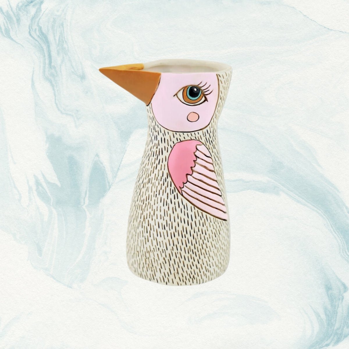 Bird White Vase & Watering Can - Hand - Painted, Multifunctional Decor - Oldboy&