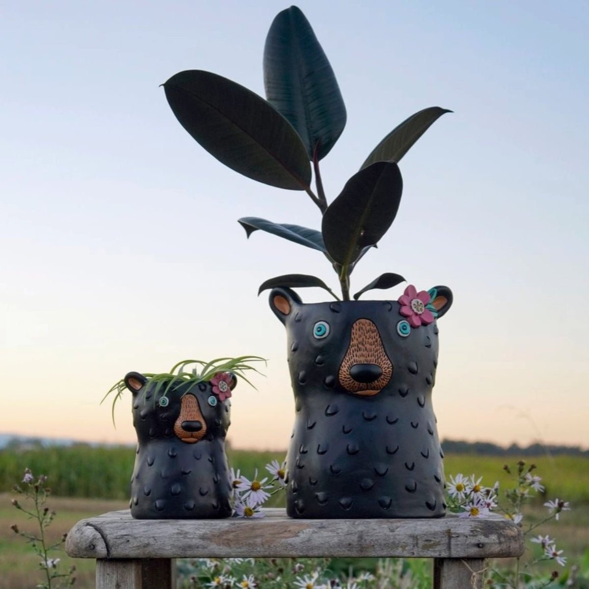 Black Bear Plant Pot – Cute Animal Planter for Indoor & Outdoor Decor - Oldboy&