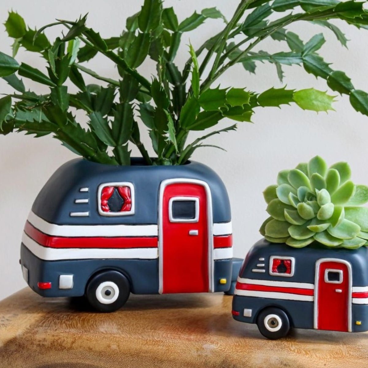 camper planter pot Happy Camper Planter – Large Retro Pot with Drainage (21cm) – Oldboy's Flowers