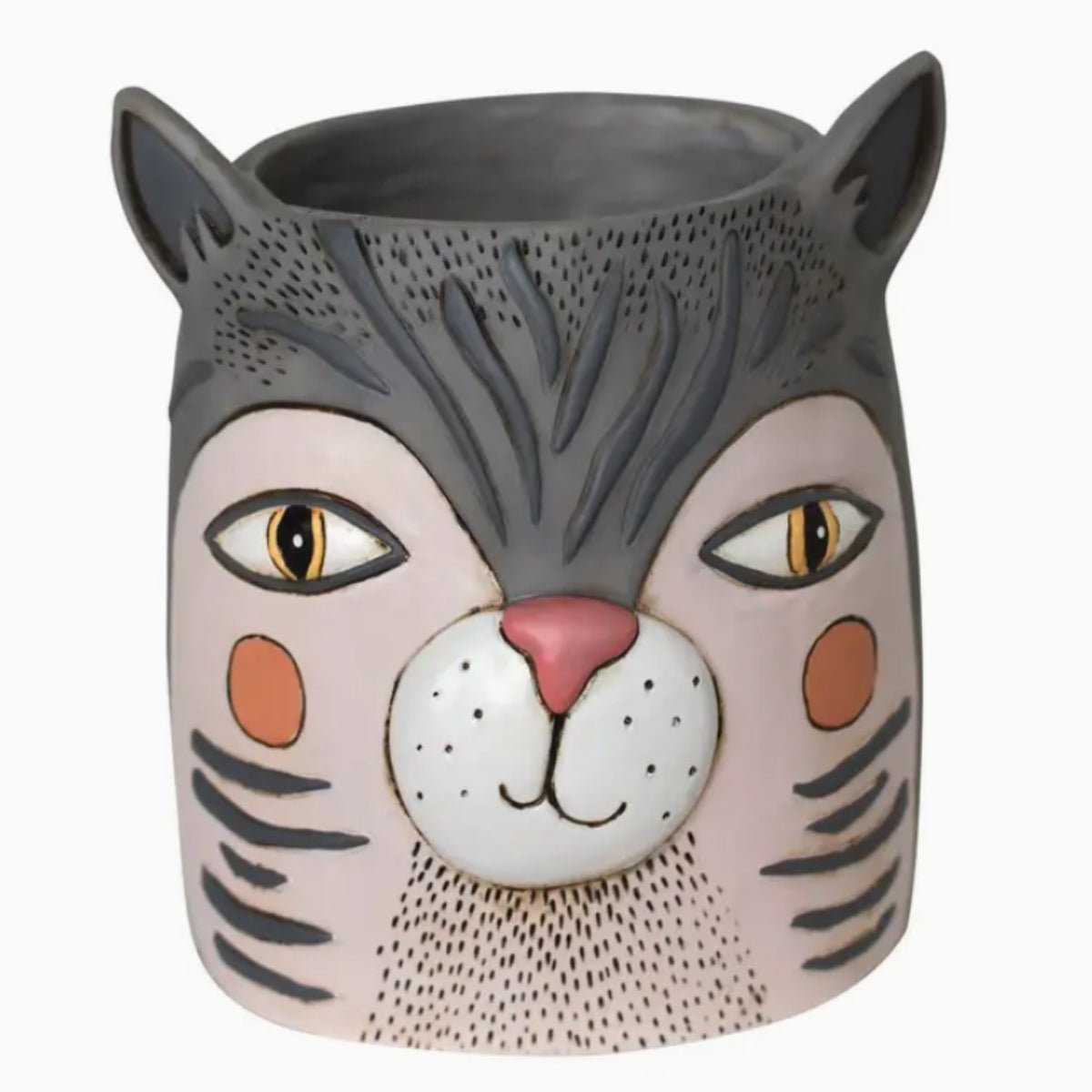 Fat Cat Planter - Hand - Painted Polyresin Fat Cat Planter with Drainage - Oldboy&