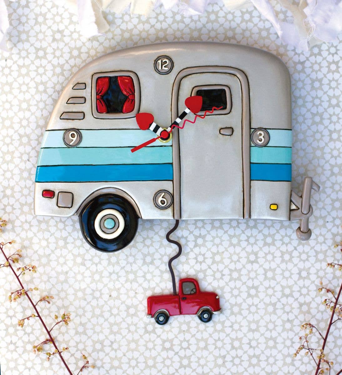 "Happy Campers" Clock | Unique Hand - Painted Clock With Pendulum - Oldboy&