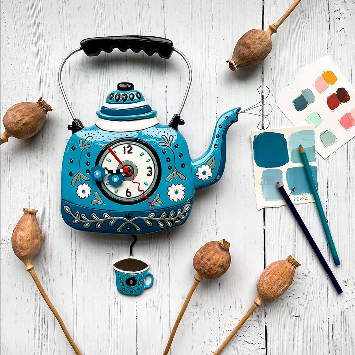 "Kettle Blue" Clock | Hand - Painted Vintage - Inspired Wall Clock - Oldboy&
