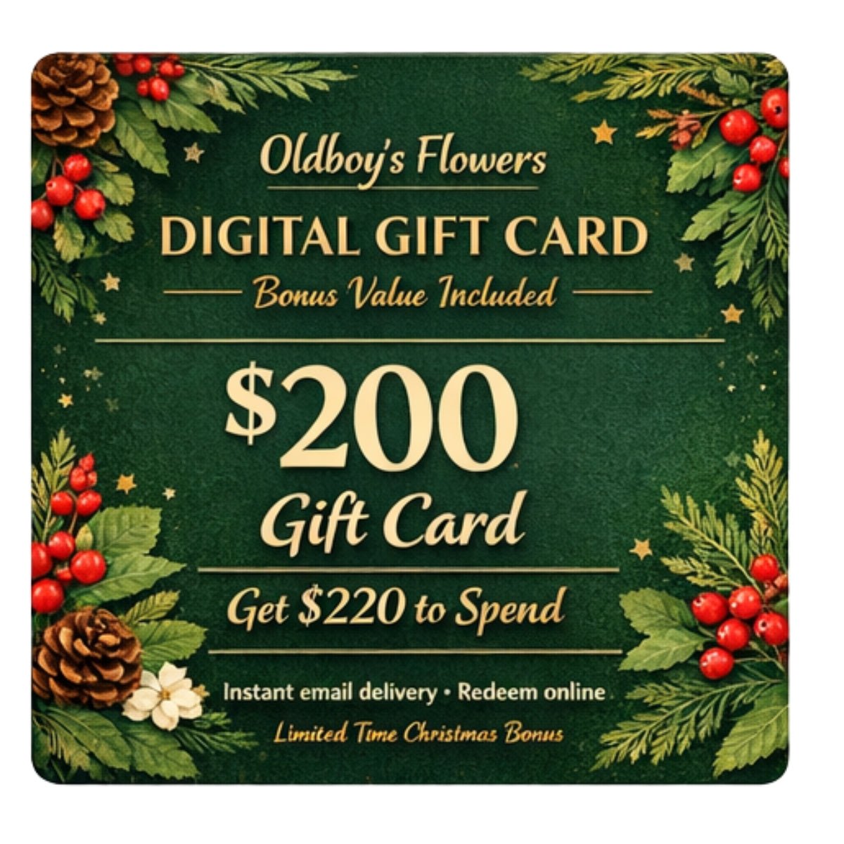 Oldboy’s Flowers Digital Gift Card – Bonus Value Included - Oldboy&