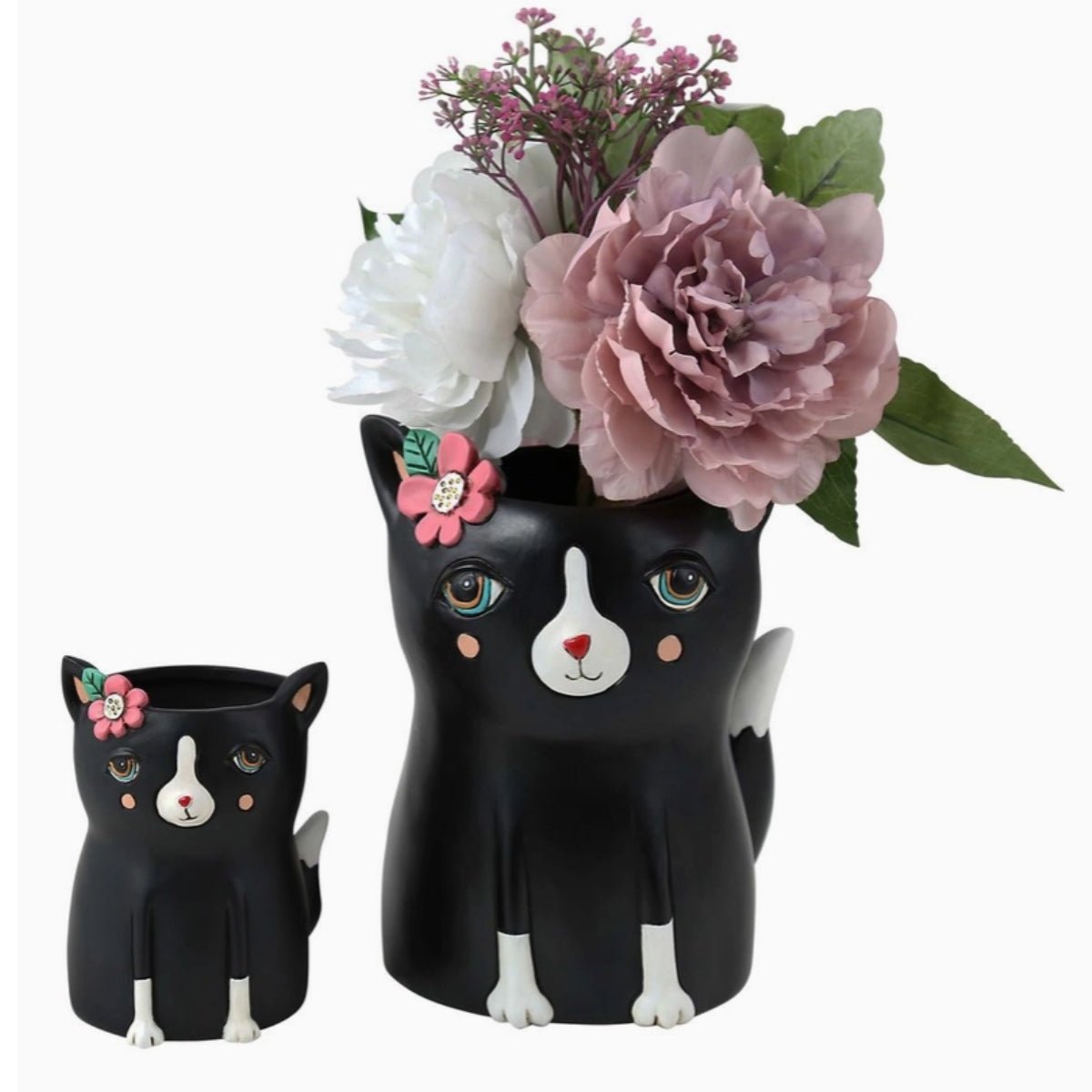 Pretty Kitty Planter - Black | Hand - Painted Polyresin Cat Planter with Drainage (Copy) - Oldboy&