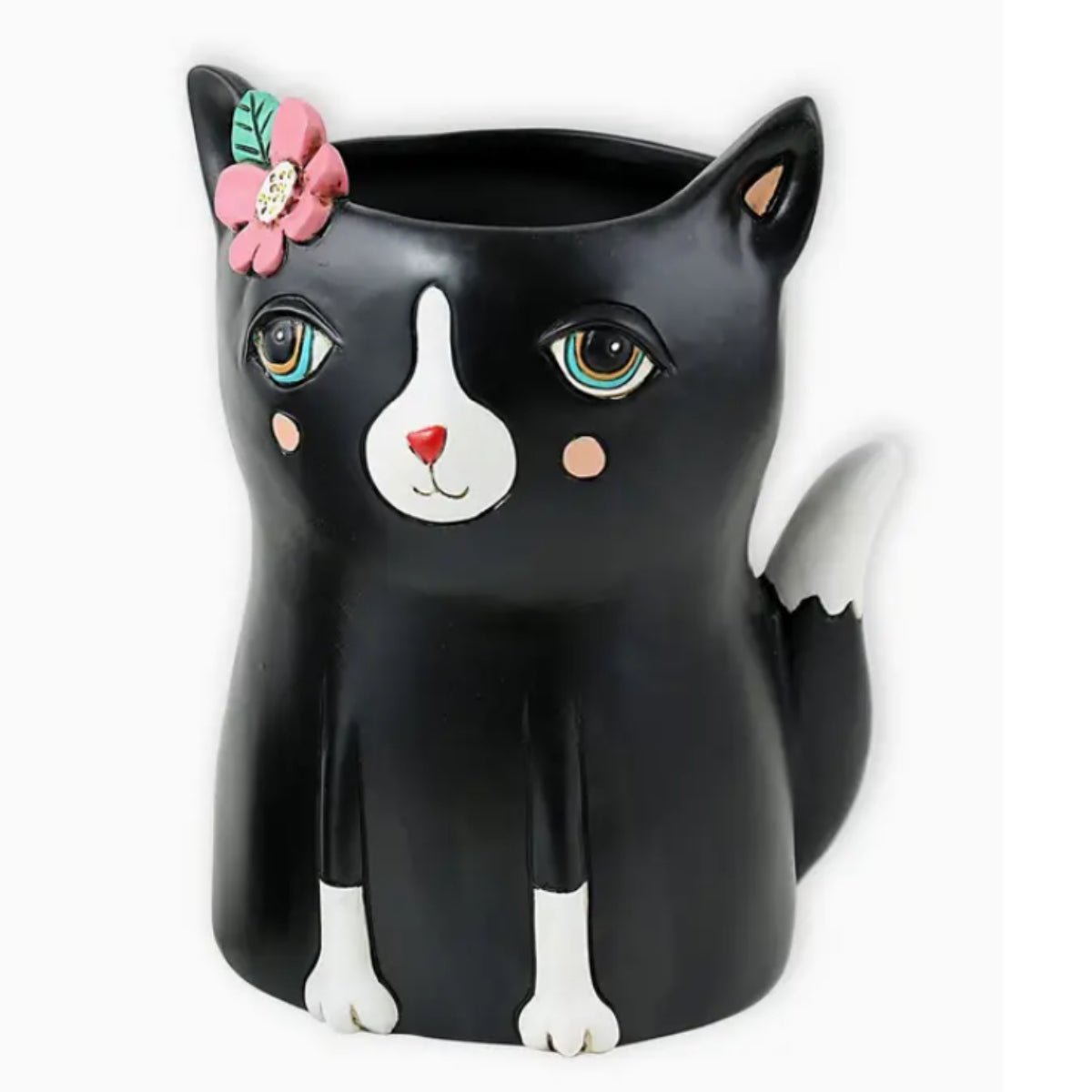 Pretty Kitty Planter - Black | Hand - Painted Polyresin Cat Planter with Drainage (Copy) - Oldboy&