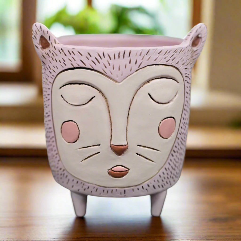 Purrs Cat Planter - Hand - Painted Polyresin Cat Planter with Drainage - Oldboy&