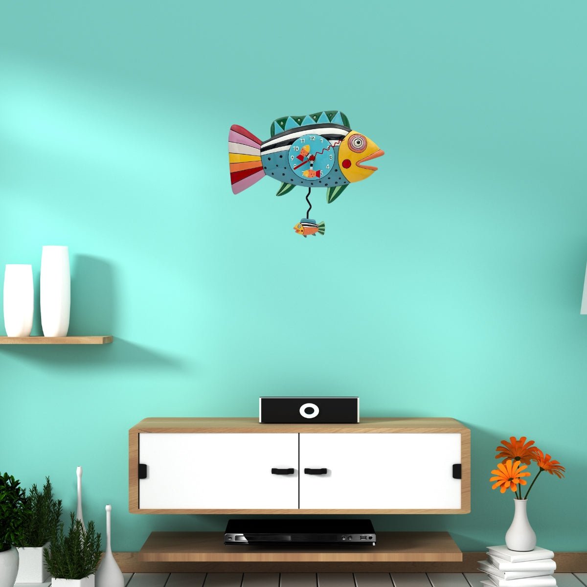 "Rainbow Fish" Clock | Hand - Painted Vintage - Inspired Wall Clock - Oldboy&