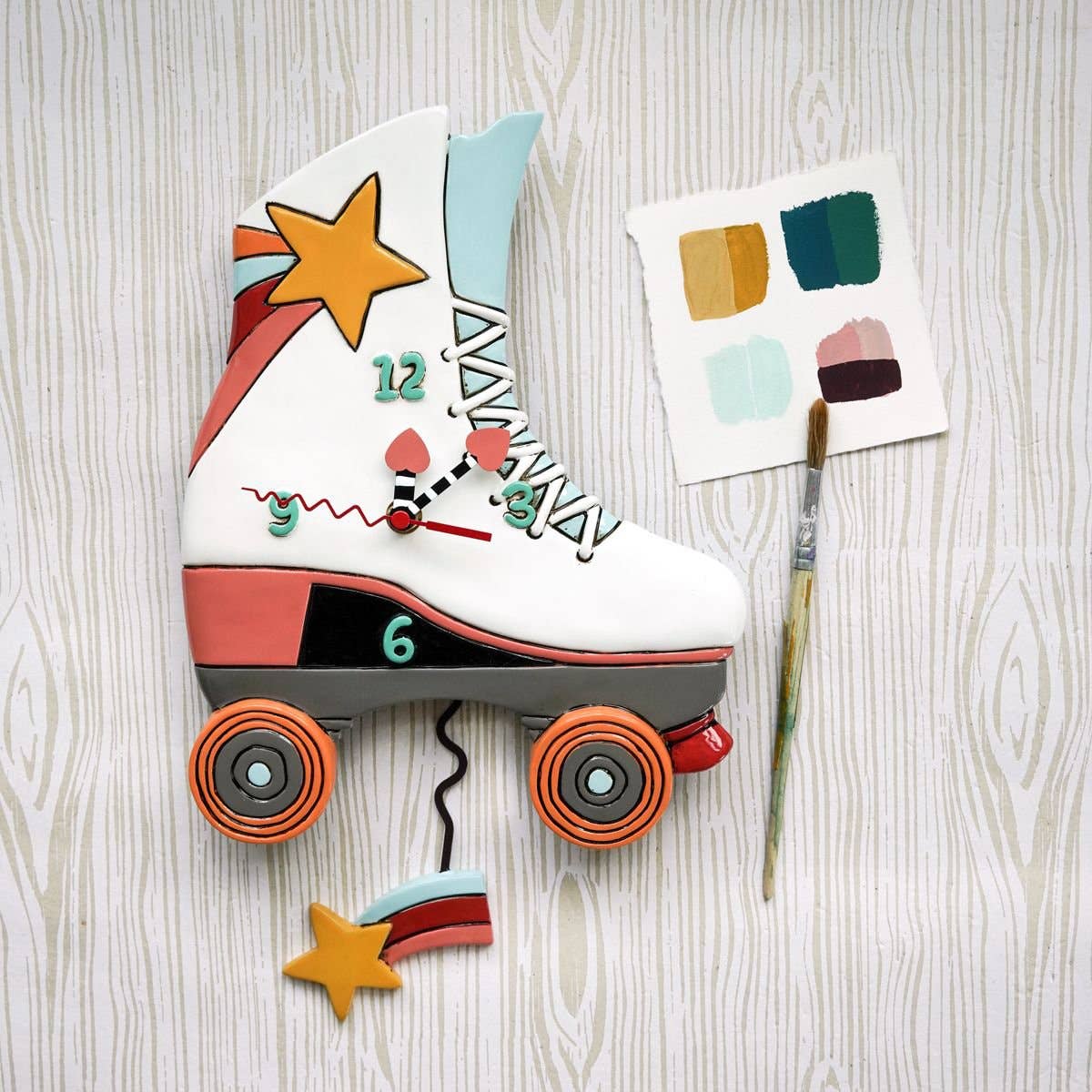 "Roller Skate" Clock | Hand - Painted Vintage - Inspired Wall Clock - Oldboy&
