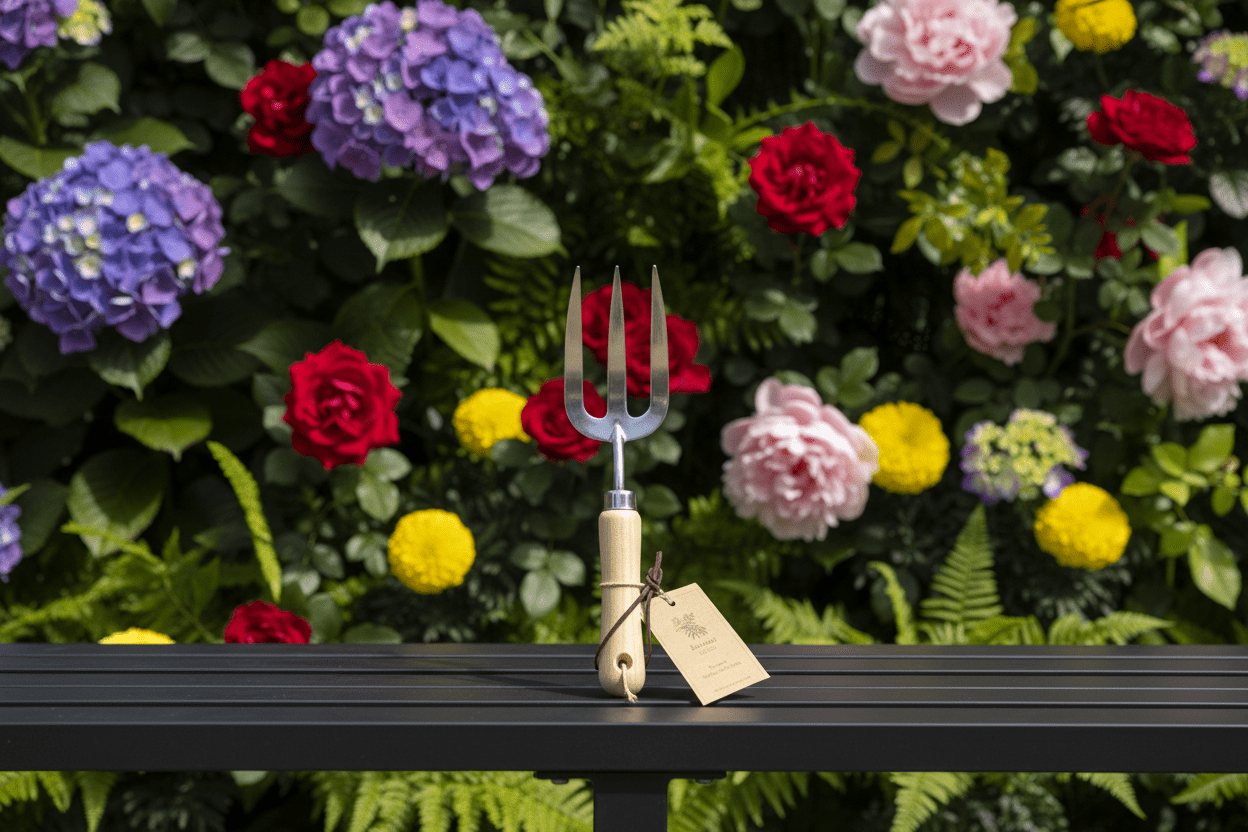 Stainless Steel Hand Fork GD709 | 310mm 3 - Prong Garden Fork with FSC Ashwood Handle - Oldboy&