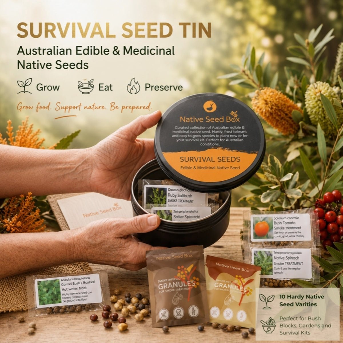 Survival Seed Tin – Native Edible & Medicinal Plant Collection - Oldboy&