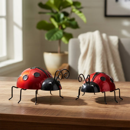 12cm Red Metal Lady Bug Garden Ornament - Oldboy&