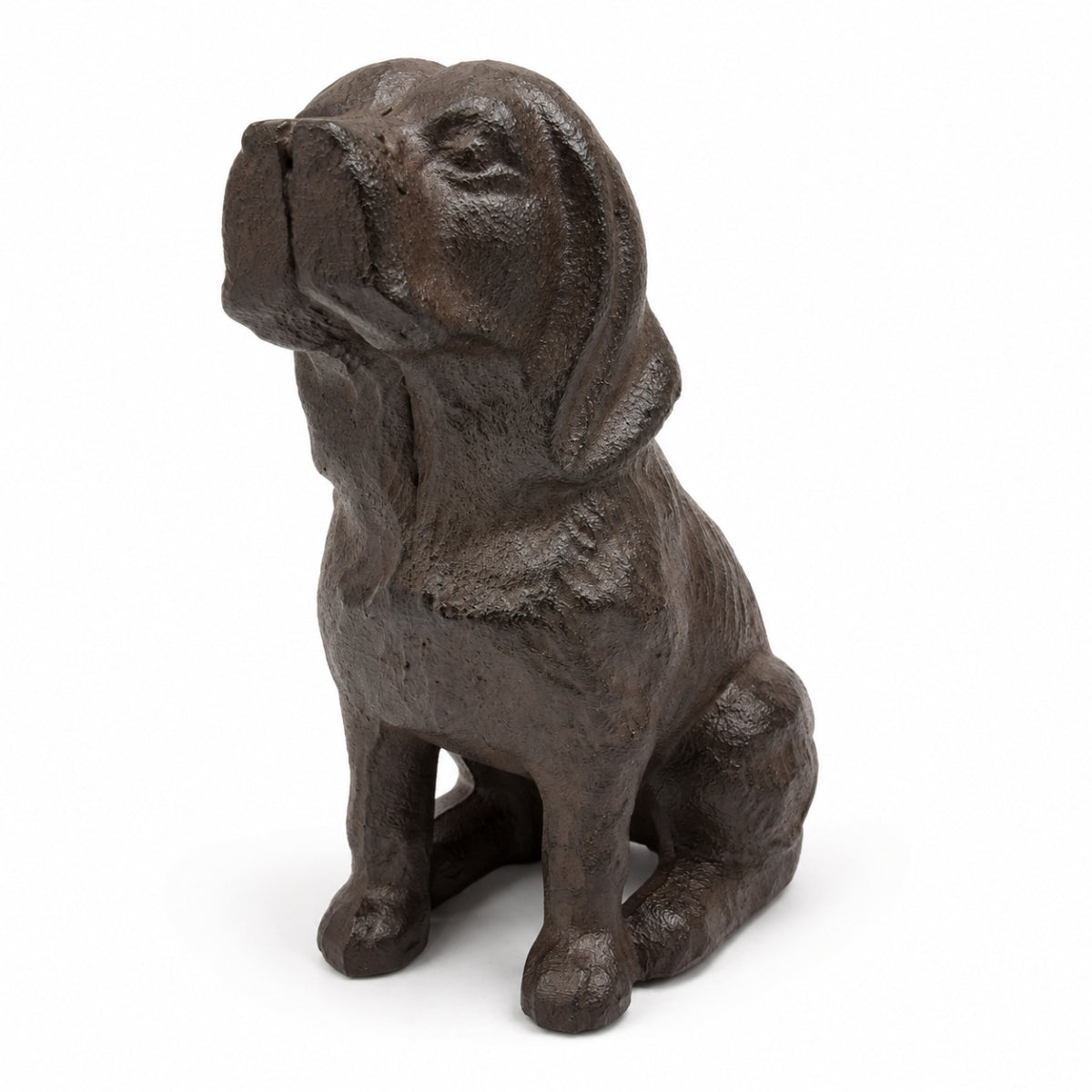 Cast Iron Sitting Dog Ornament 15.8cm | Labrador-Style Rustic Décor