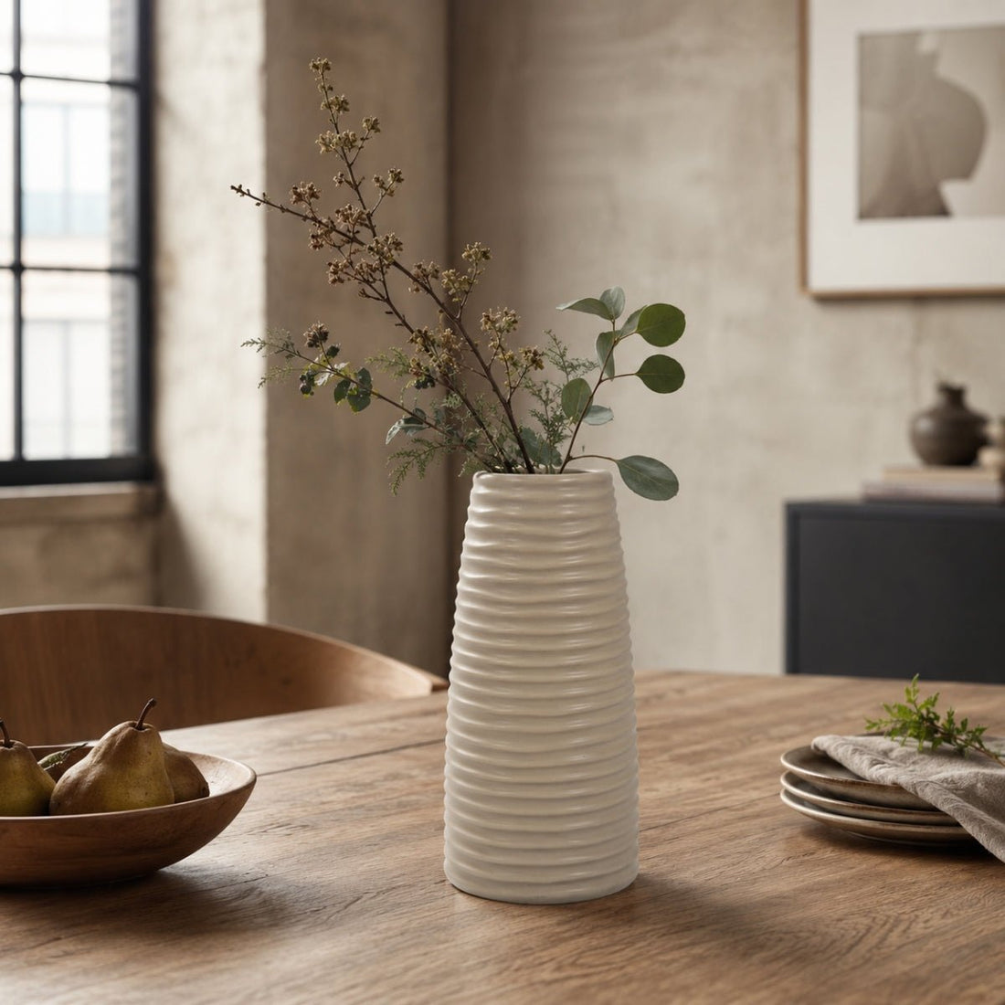 20cm Rippled Vase Camel Colour - Oldboy&