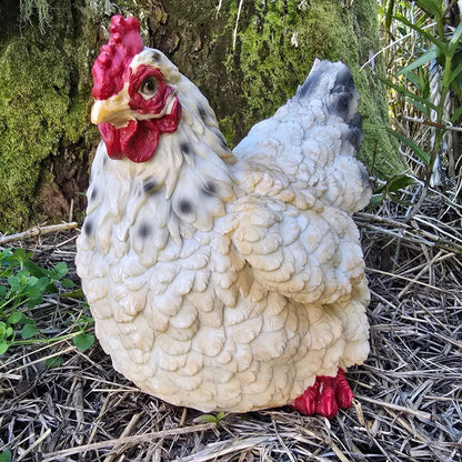 26cm White Sitting Chicken - Garden &amp; Home Ornament - Oldboy&