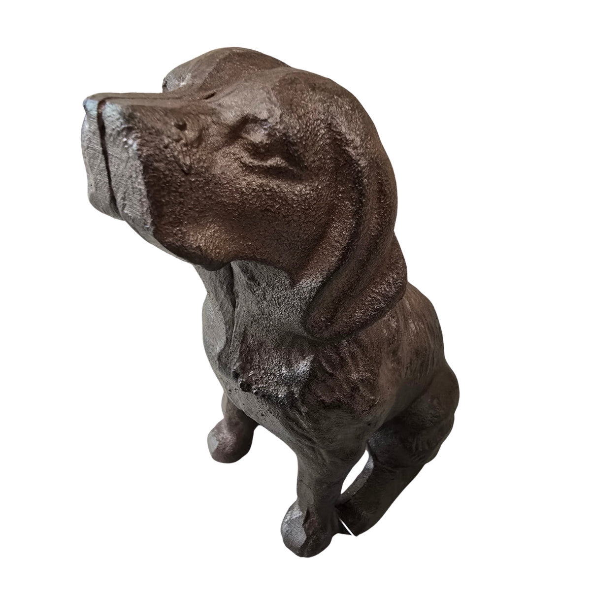 Cast Iron Sitting Dog Ornament 15.8cm | Labrador-Style Rustic Décor