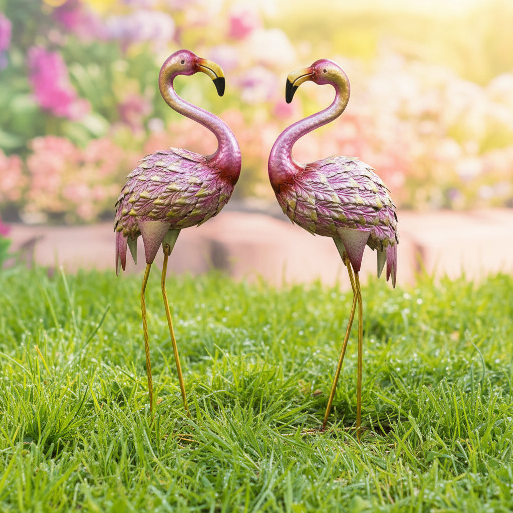 63cm Pink &amp; Gold Garden Flamingo 2 Asstd - Oldboy&
