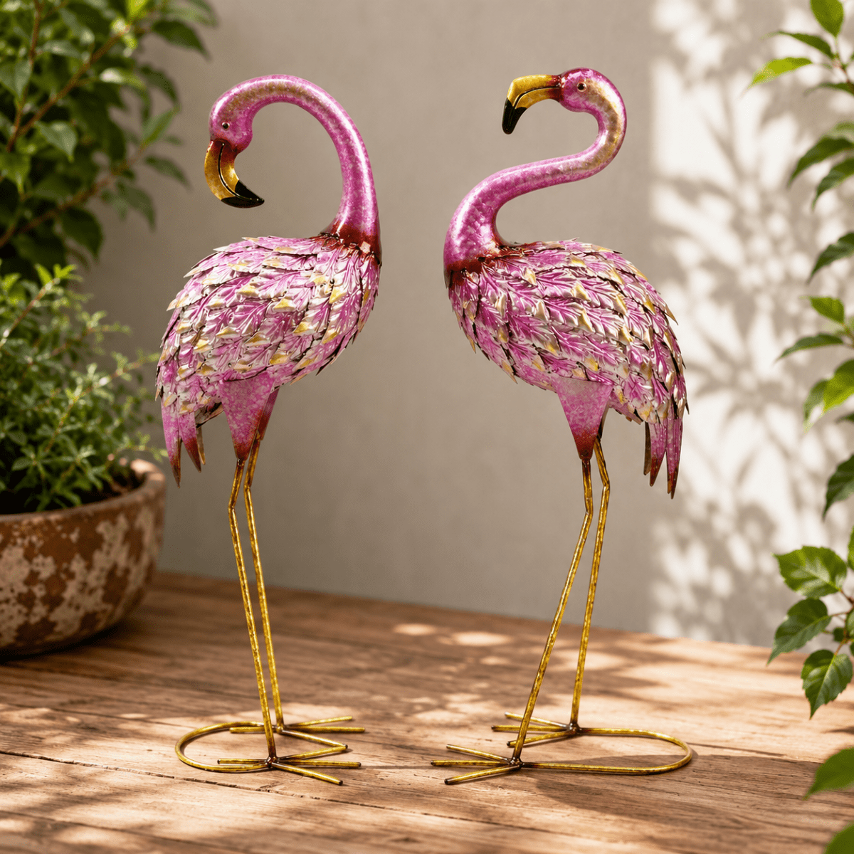 63cm Pink &amp; Gold Garden Flamingo 2 Asstd - Oldboy&
