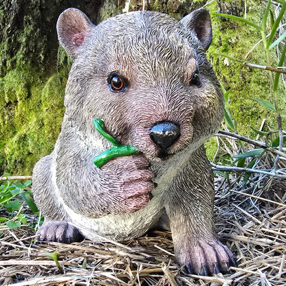 29cm Wombat Eating Leaves