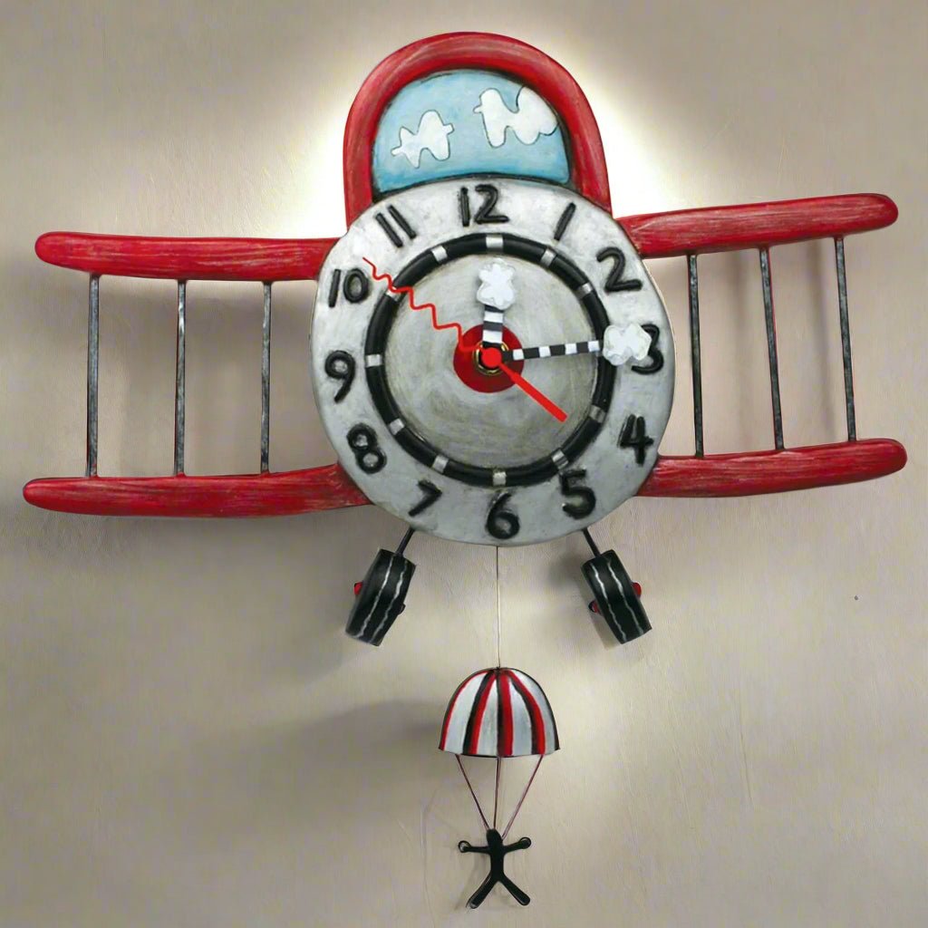 Airplane Jumper Clock | Hand - Painted Aviation - Themed Wall Clock - Oldboy&