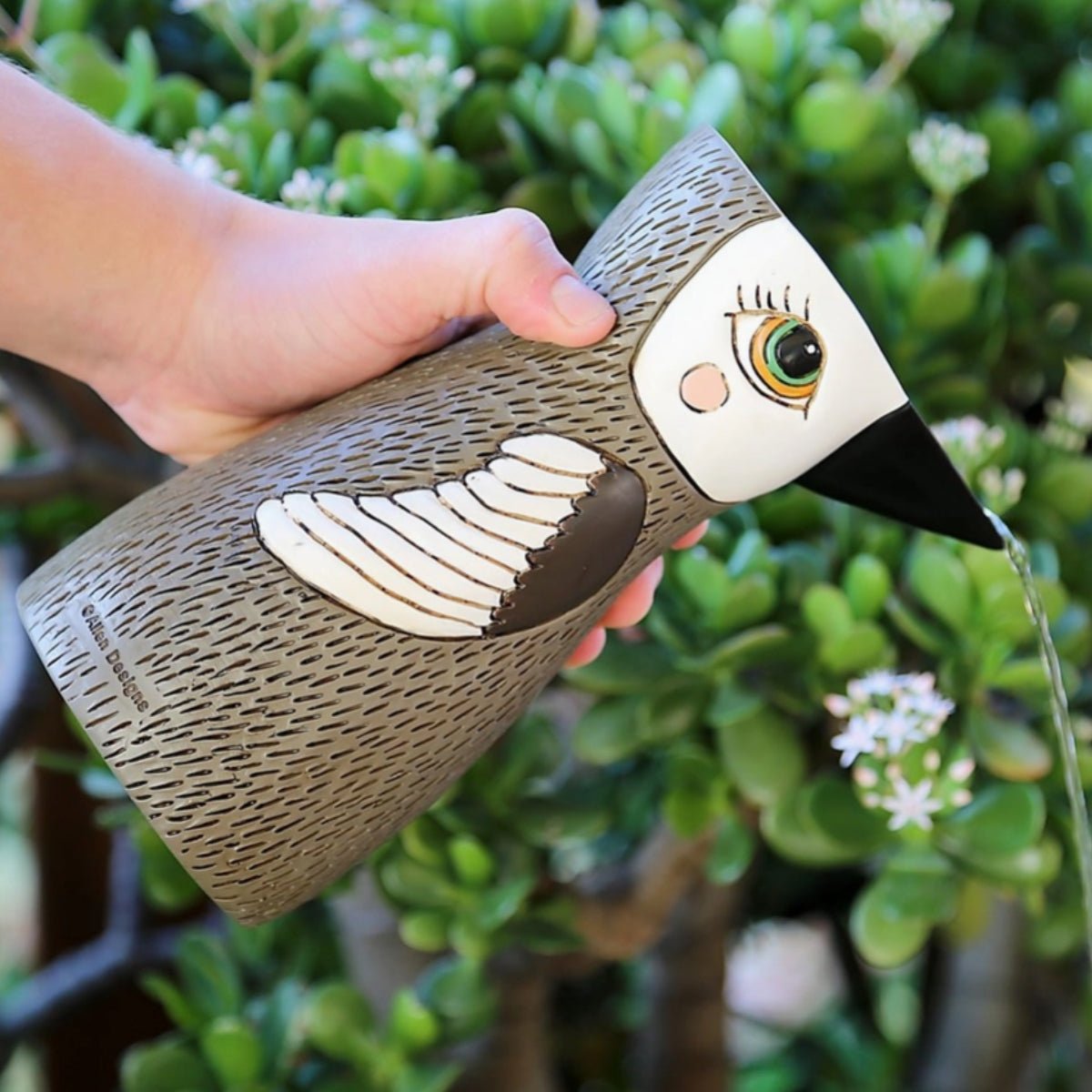 Bird Brown Vase &amp; Watering Can - Hand - Painted, Multifunctional Decor - Oldboy&