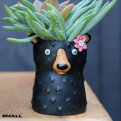 Black Bear Plant Pot – Cute Animal Planter for Indoor &amp; Outdoor Decor - Oldboy&