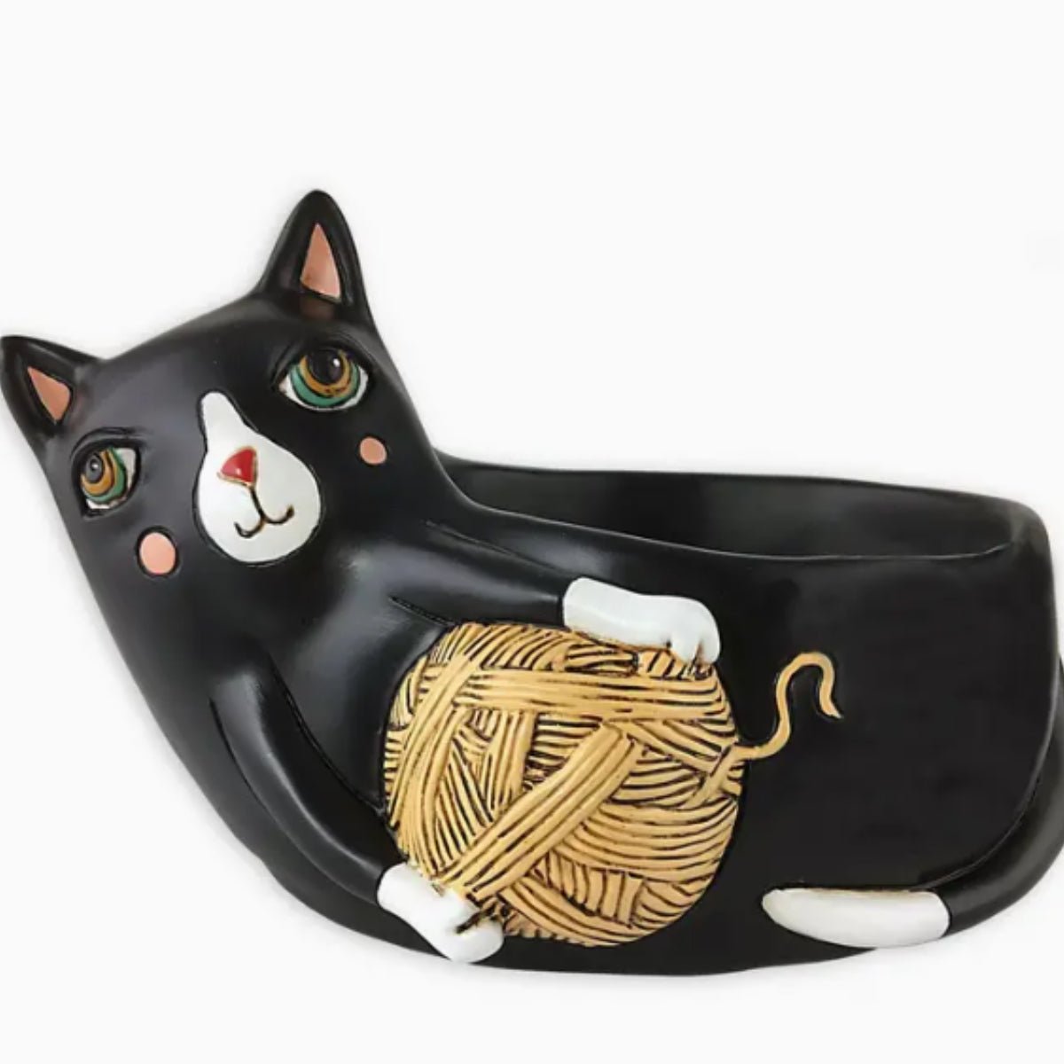Black Cat with Yarn Planter - Polyresin Retro Pot - Oldboy&