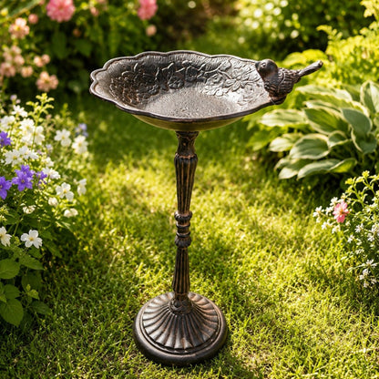 Bronze Robin Cast Iron Birdbath 50cm | SW0046 - Oldboy&