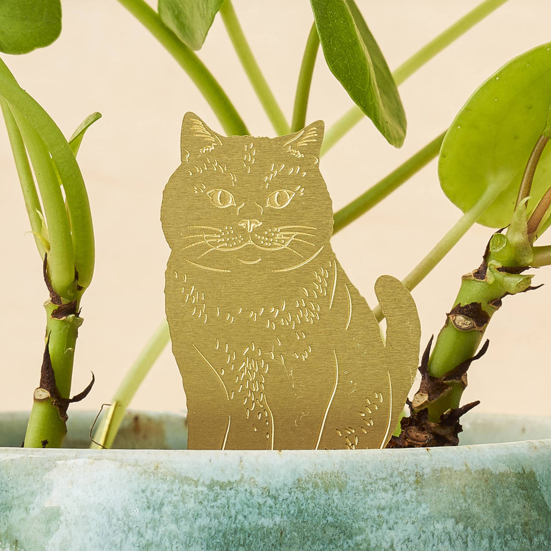 Cat Plant Animal – Brass Houseplant & Pot Decoration - Oldboy&