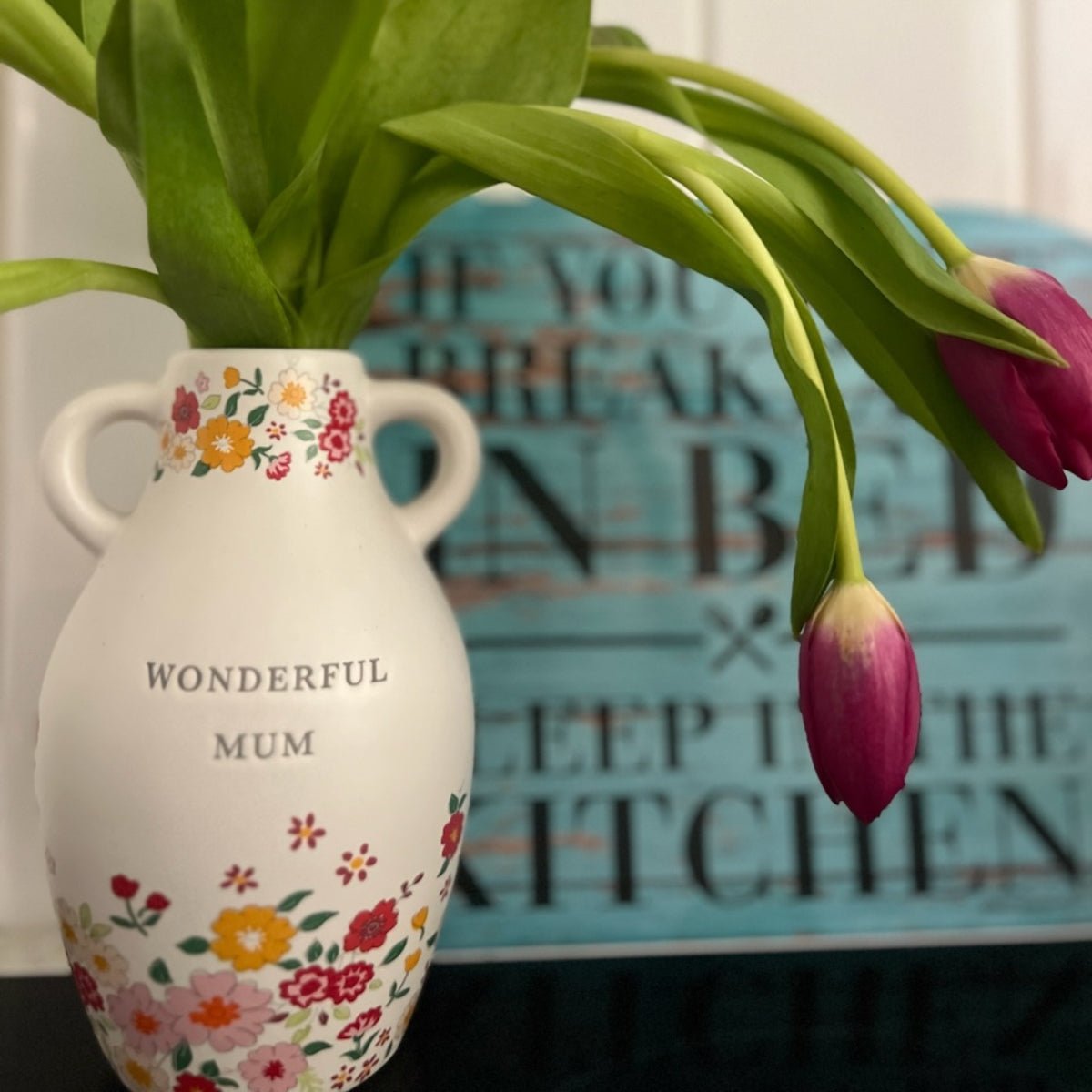 Ceramic Wonderful Mum Floral Vase, H15.5cm - Oldboy&
