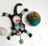 Craft Attack" Cat Clock | Unique Hand - Painted Cat Timepiece - Oldboy&