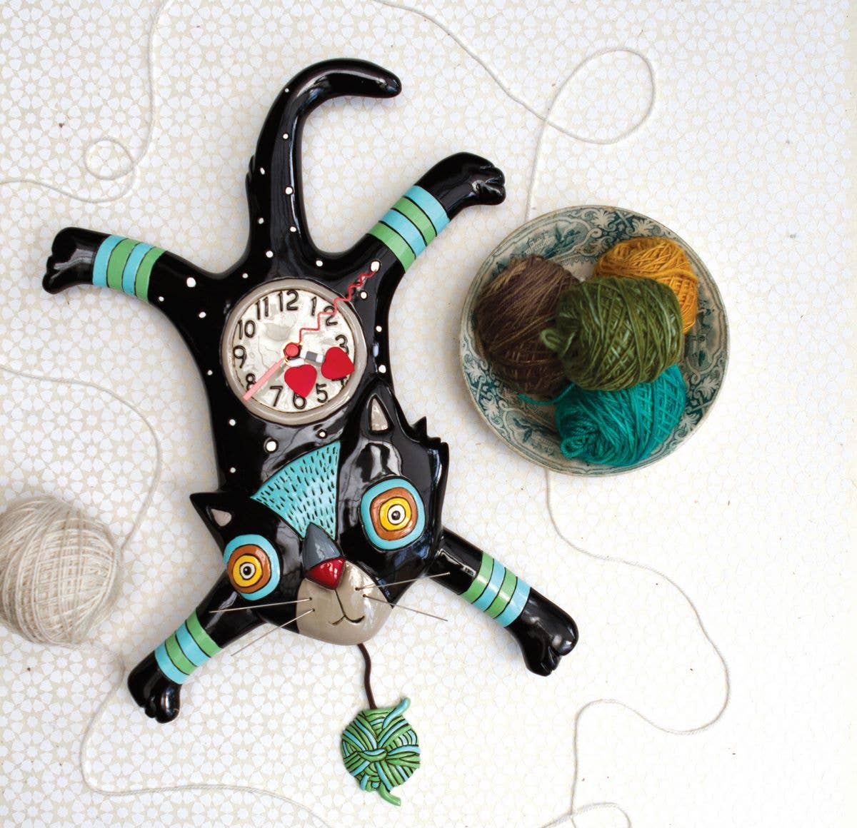 Craft Attack" Cat Clock | Unique Hand - Painted Cat Timepiece - Oldboy&