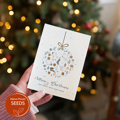 Plantable Christmas Bauble Card – Native Daisy Seed Paper with Recycled Envelope