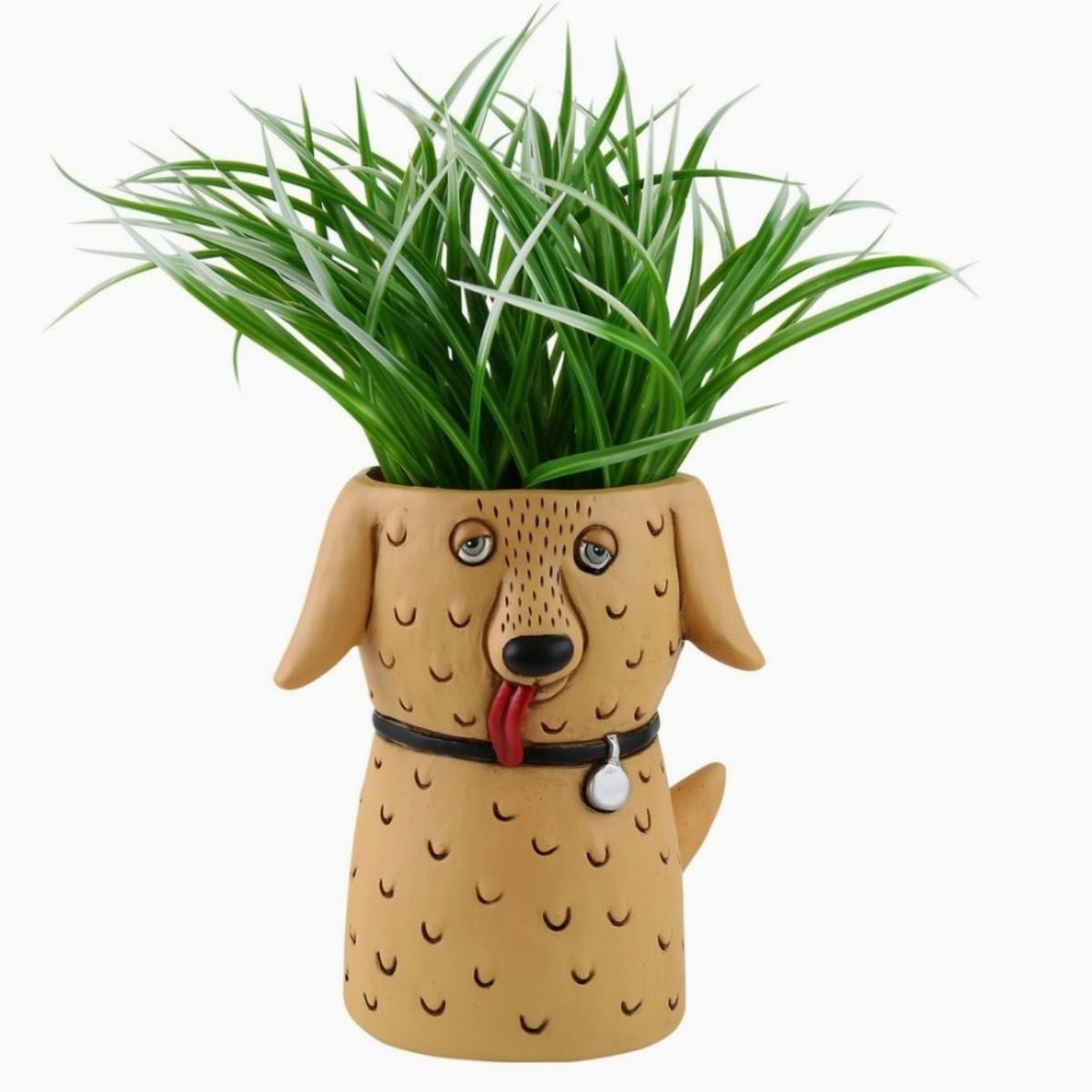 Goldie Dog Planter – Hand - Painted Polyresin Pot with Drainage | Available in Baby &amp; Tall Sizes - Oldboy&
