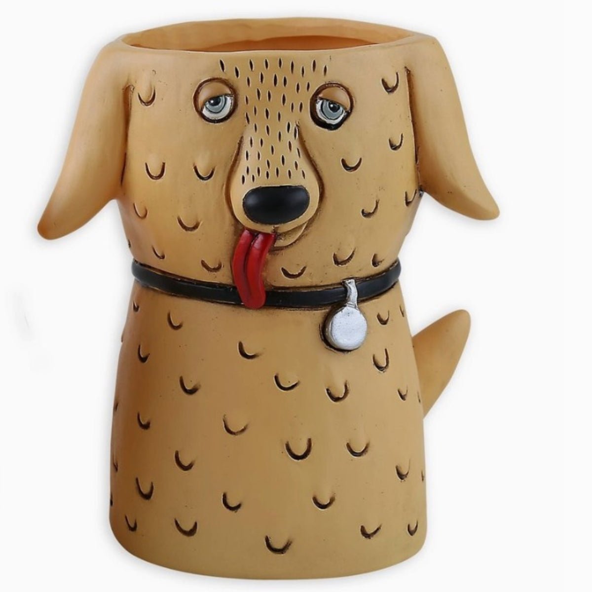 Goldie Dog Planter – Hand - Painted Polyresin Pot with Drainage | Available in Baby &amp; Tall Sizes - Oldboy&