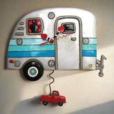 "Happy Campers" Clock | Unique Hand - Painted Clock With Pendulum - Oldboy&