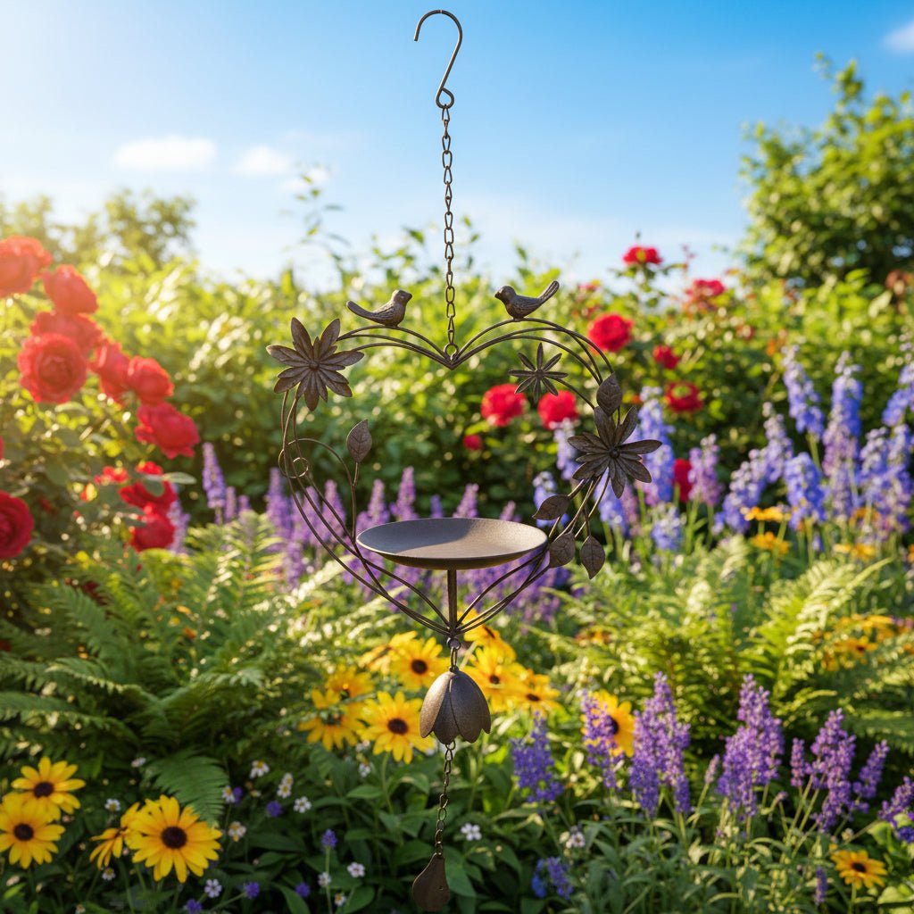 Heart Bird Bath Cast Iron Chime | 82 x 35cm - Oldboy&