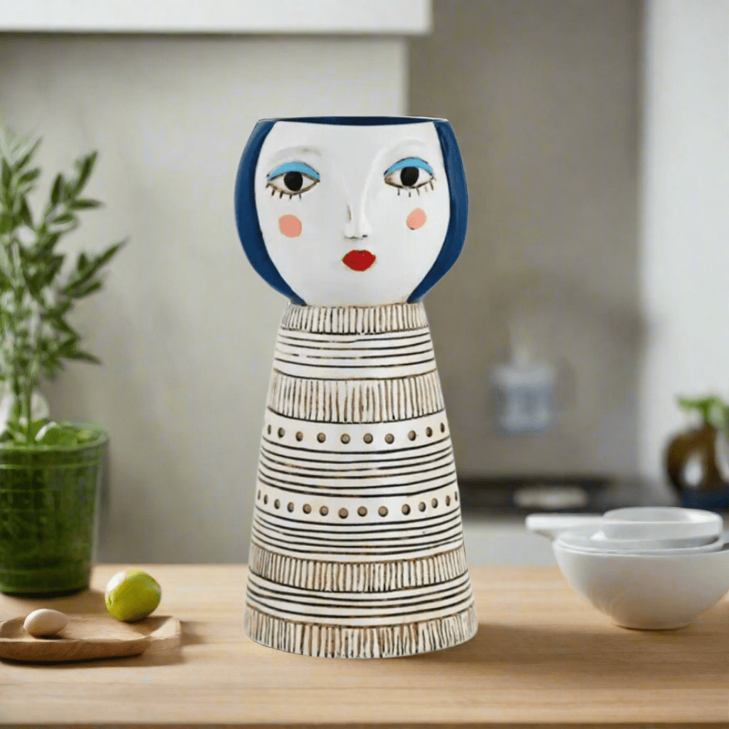 Lady Blue Planter - Vase - Handcrafted Polyresin Decor - Oldboy&