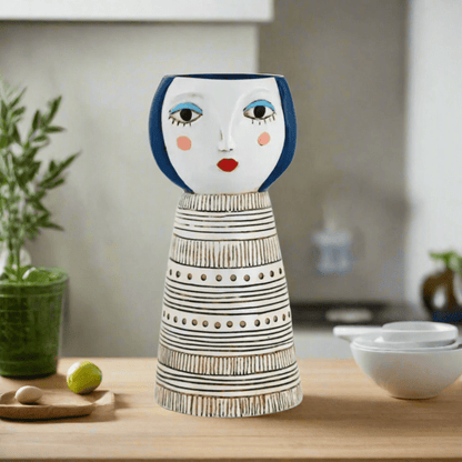 Lady Blue Planter - Vase - Handcrafted Polyresin Decor - Oldboy&