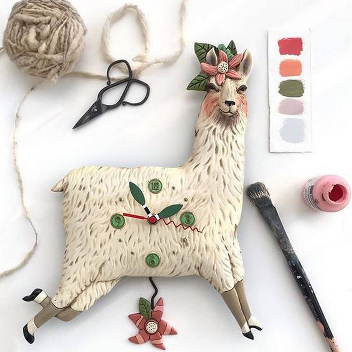 "Llama Love" Clock | Hand - Painted Nature - Inspired Wall Clock - Oldboy&