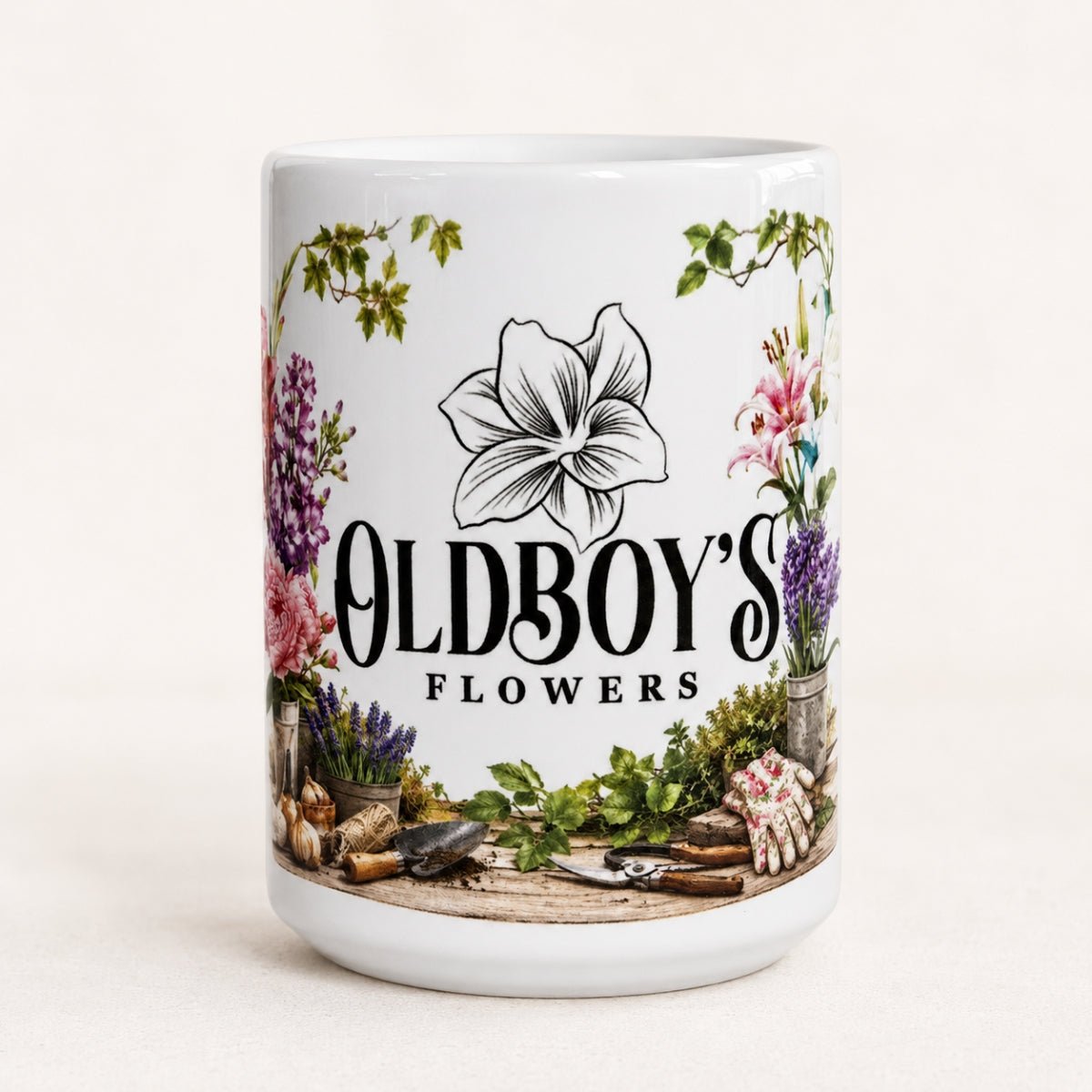 Oldboy’s Flowers Coffee Mug | 15oz White Ceramic Mug - Oldboy&