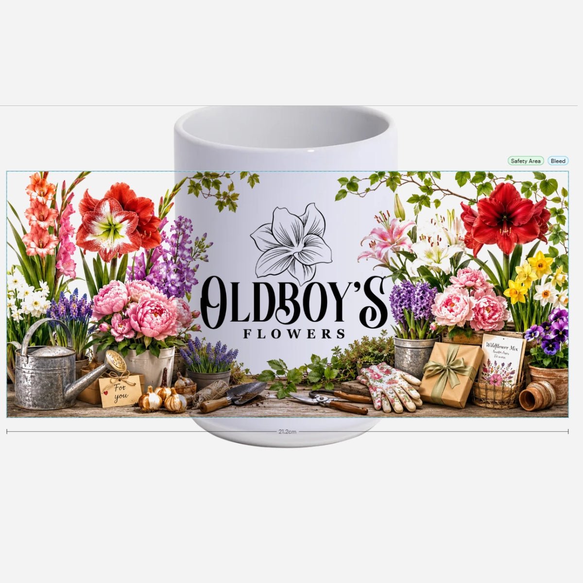 Oldboy’s Flowers Coffee Mug | 15oz White Ceramic Mug - Oldboy&